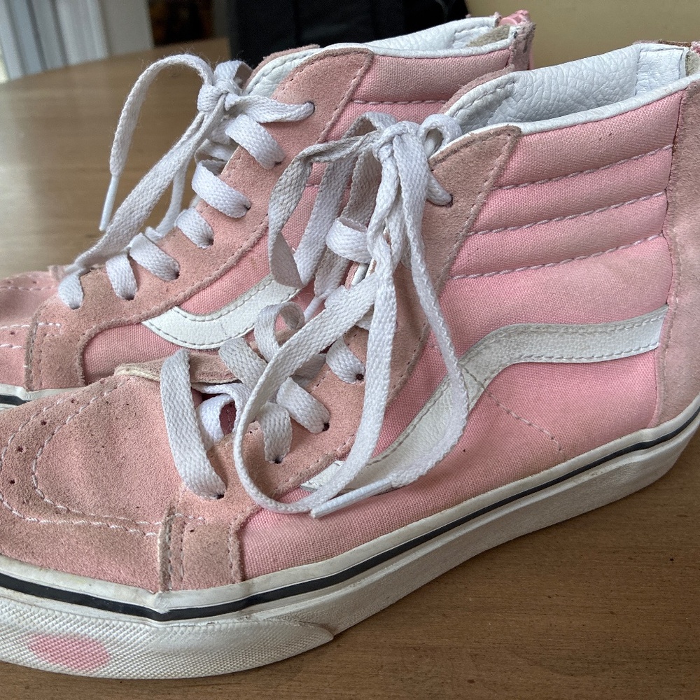 Girls pink vans off the wall high top sneakers size 4